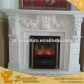 luxury morden white marble fireplace mantel carved beatiful flowers